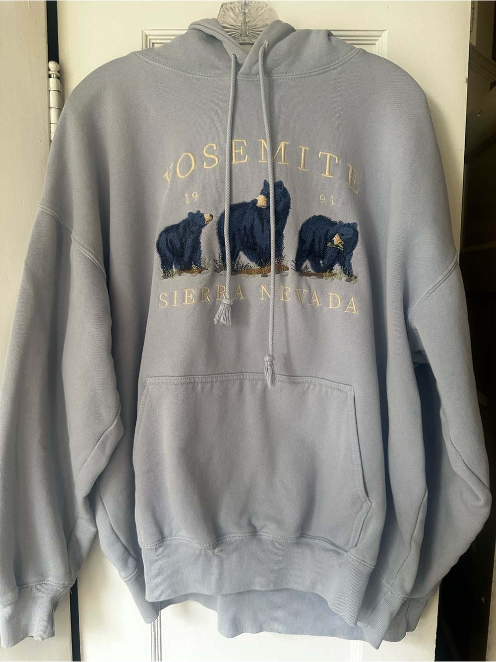Brandy Melville Light Blue Yosemite Sierra Nevada Bear Hoodie